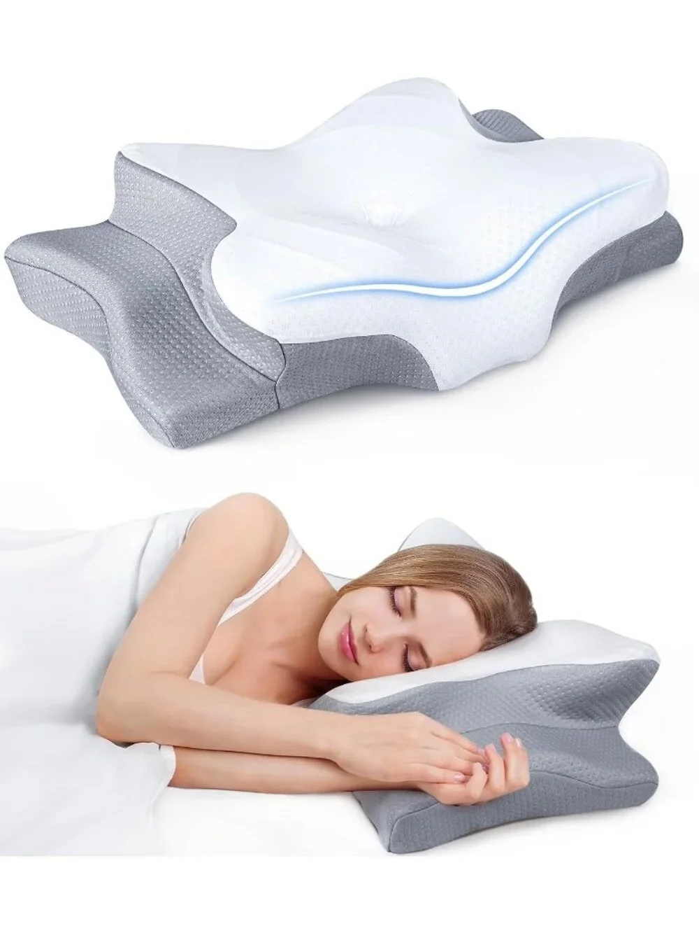 〽️Pain Relief Cooling Pillow Neck Support Adjustable Cervical Orthopedic Contour